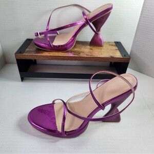 Purple Shiney Strapy Heels T-tied Womens 41( US 10.5)